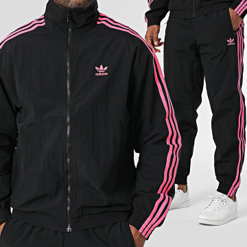 Adidas Originals - Ensemble De Survetement A Bandes Firebird JY1332 JY1338 Noir Rose Fluo